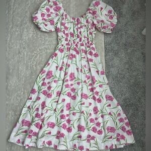 NWOT LEA midi elastic waistband dress